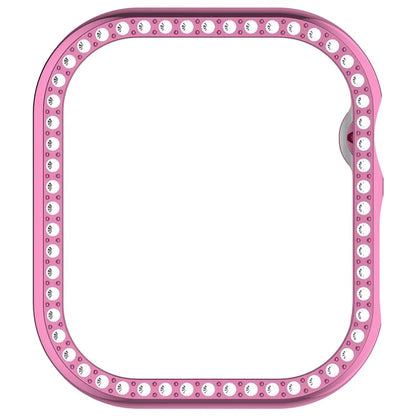 For Apple Watch Series 10 42mm Single Row Rhinestone Decor Hollow-Out Cover PC Watch Frame Case