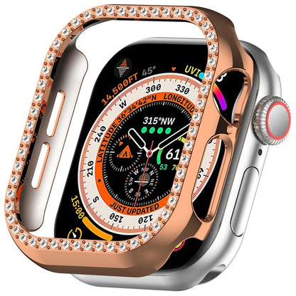 For Apple Watch Series 10 42mm Single Row Rhinestone Decor Hollow-Out Cover PC Watch Frame Case
