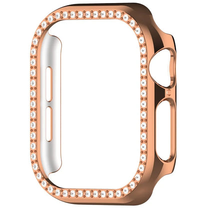For Apple Watch Series 10 42mm Single Row Rhinestone Decor Hollow-Out Cover PC Watch Frame Case