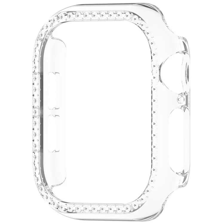 For Apple Watch Series 10 42mm Single Row Rhinestone Decor Hollow-Out Cover PC Watch Frame Case