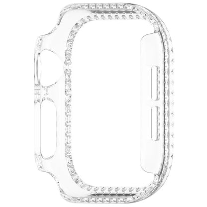For Apple Watch Series 10 42mm Single Row Rhinestone Decor Hollow-Out Cover PC Watch Frame Case