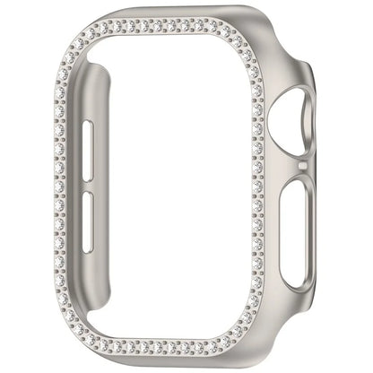 For Apple Watch Series 10 42mm Single Row Rhinestone Decor Hollow-Out Cover PC Watch Frame Case