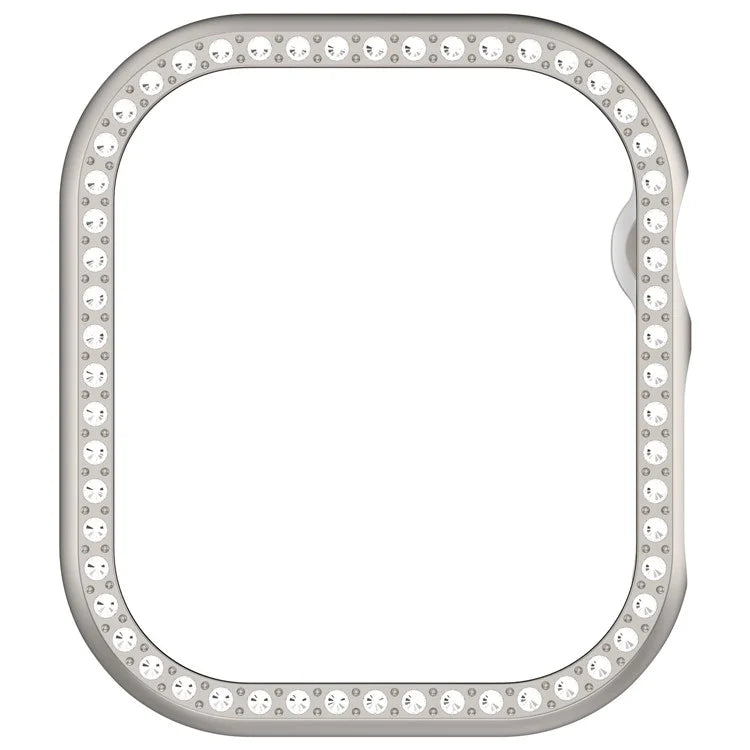 For Apple Watch Series 10 42mm Single Row Rhinestone Decor Hollow-Out Cover PC Watch Frame Case