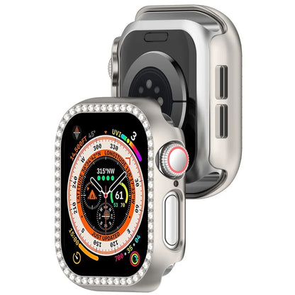 For Apple Watch Series 10 42mm Single Row Rhinestone Decor Hollow-Out Cover PC Watch Frame Case