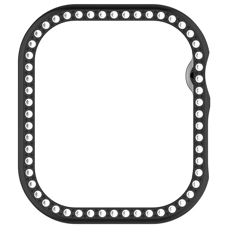 For Apple Watch Series 10 46mm Single Row Rhinestone Decor Hollow-Out Cover PC Watch Frame Case