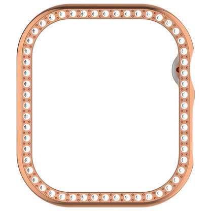 For Apple Watch Series 10 46mm Single Row Rhinestone Decor Hollow-Out Cover PC Watch Frame Case