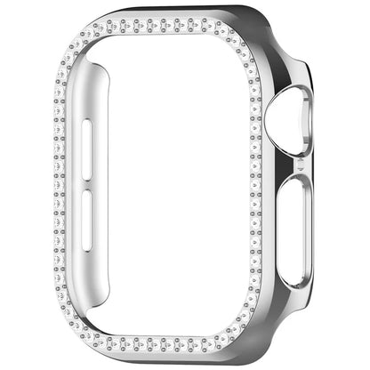 For Apple Watch Series 10 46mm Single Row Rhinestone Decor Hollow-Out Cover PC Watch Frame Case