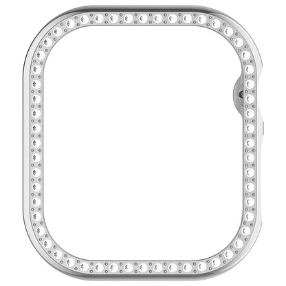 For Apple Watch Series 10 46mm Single Row Rhinestone Decor Hollow-Out Cover PC Watch Frame Case