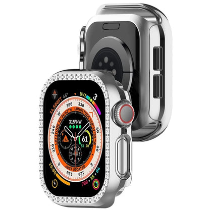 For Apple Watch Series 10 46mm Single Row Rhinestone Decor Hollow-Out Cover PC Watch Frame Case