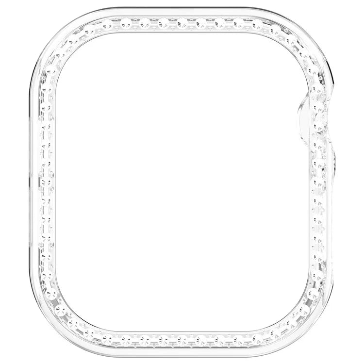 For Apple Watch Series 10 46mm Single Row Rhinestone Decor Hollow-Out Cover PC Watch Frame Case