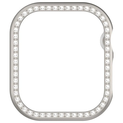 For Apple Watch Series 10 46mm Single Row Rhinestone Decor Hollow-Out Cover PC Watch Frame Case
