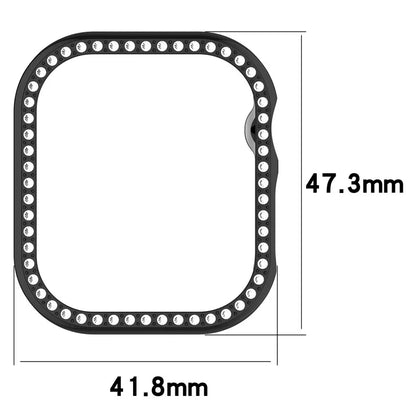 For Apple Watch Series 10 46mm Single Row Rhinestone Decor Hollow-Out Cover PC Watch Frame Case