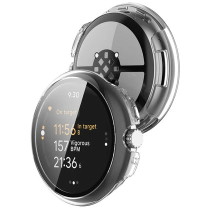 For Google Pixel Watch 3 45mm Watch Case Hard PC Cover with Tempered Glass Screen Film