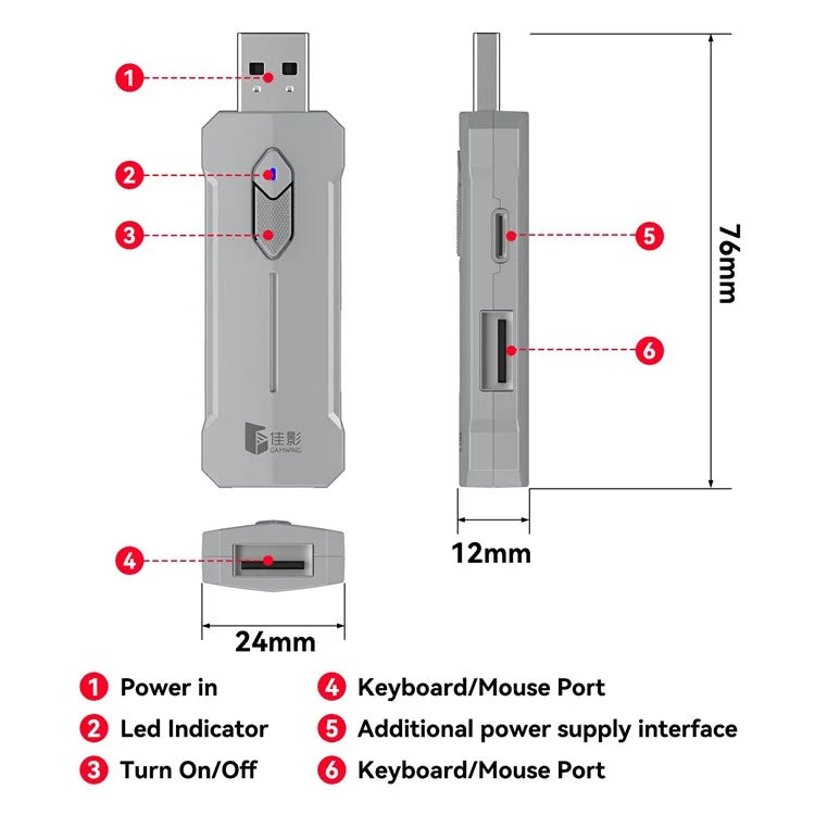 GAMWING X8 Mobile Phone Game Adapter Converter Combo Set with Keyboard, Mouse, Phone Holder