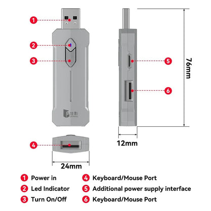 GAMWING X8 Mobile Phone Game Adapter Converter Combo Set with Keyboard, Mouse, Phone Holder