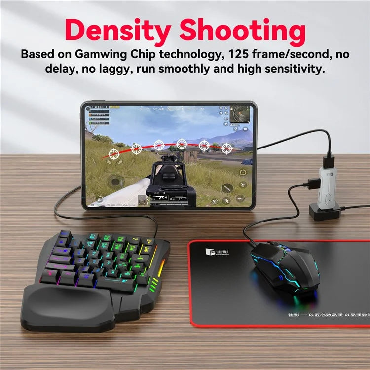 GAMWING X8 Mobile Phone Game Adapter Converter Combo Set with Keyboard, Mouse, Phone Holder