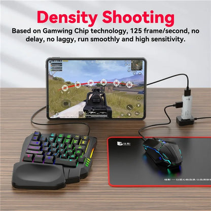 GAMWING X8 Mobile Phone Game Adapter Converter Combo Set with Keyboard, Mouse, Phone Holder