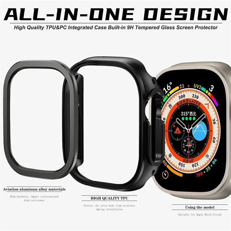 For Apple Watch Series 10 46mm Hollow Out TPU + Aluminum Alloy Watch Frame Protective Case