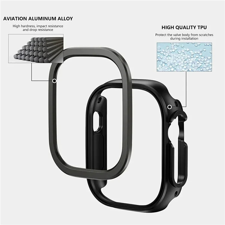 For Apple Watch Series 10 46mm Hollow Out TPU + Aluminum Alloy Watch Frame Protective Case