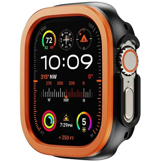 For Apple Watch Series 9 / 8 / 7 41mm Watch Case Half Coverage Hollow PC+Metal Frame Cover