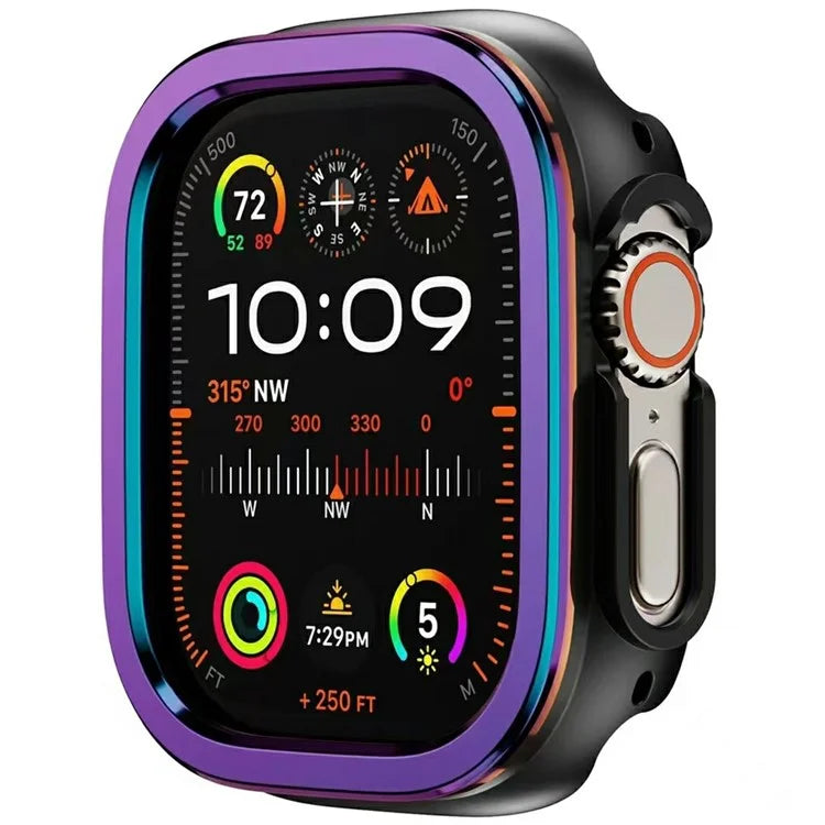 For Apple Watch Series 9 / 8 / 7 41mm Watch Case Half Coverage Hollow PC+Metal Frame Cover