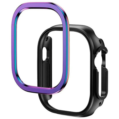 For Apple Watch Series 9 / 8 / 7 41mm Watch Case Half Coverage Hollow PC+Metal Frame Cover