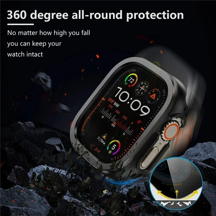 For Apple Watch Series 9 / 8 / 7 41mm Watch Case Half Coverage Hollow PC+Metal Frame Cover
