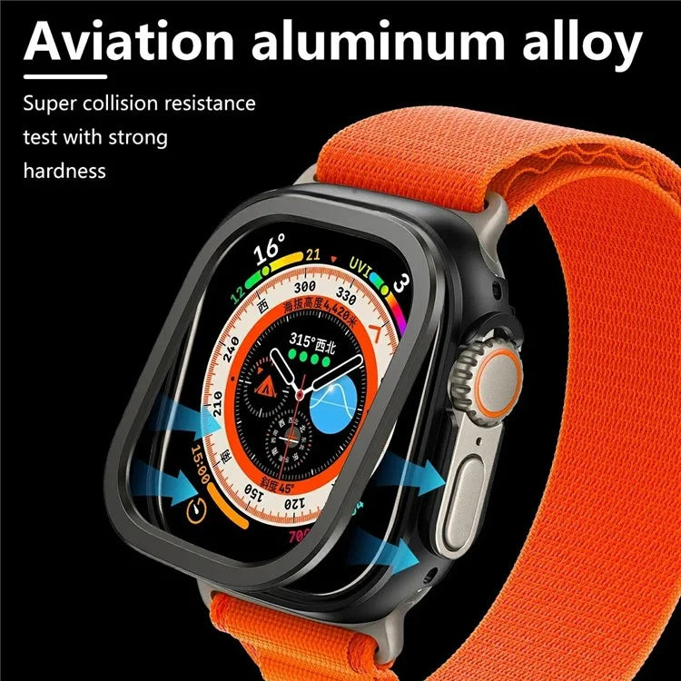 For Apple Watch Series 9 / 8 / 7 41mm Watch Case Half Coverage Hollow PC+Metal Frame Cover