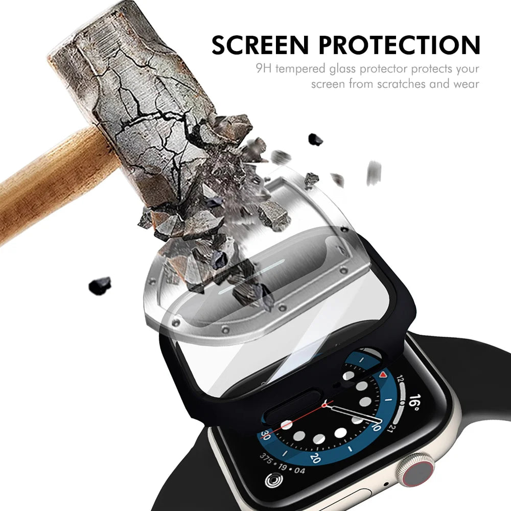 For Apple Watch Series 10 46mm ENKAY Hat-Prince 2-in-1 Rubberized Hard PC Frame with 9H Tempered Glass Screen Protector
