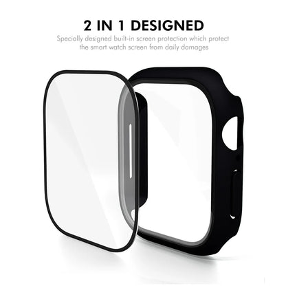 For Apple Watch Series 10 42mm ENKAY Hat-Prince 2-in-1 Rubberized Hard PC Frame with 9H Tempered Glass Screen Protector