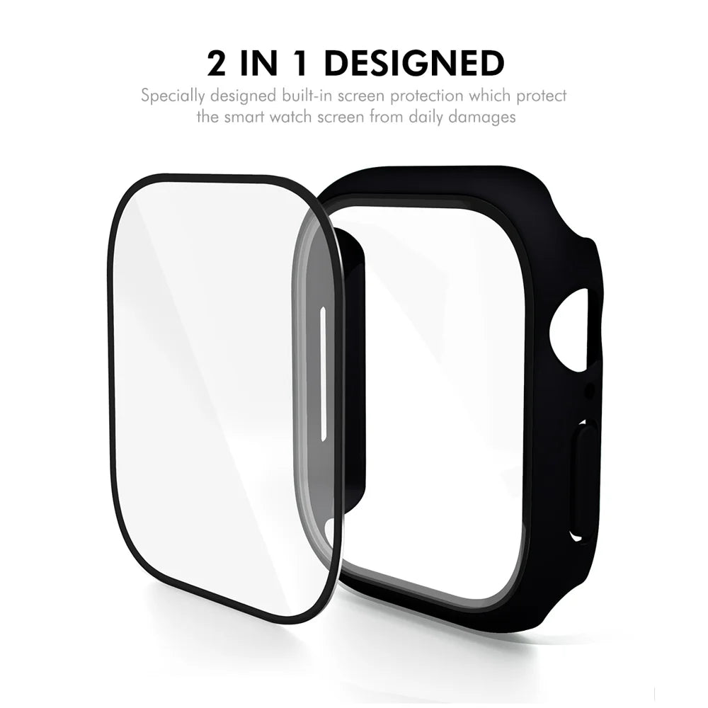 For Apple Watch Series 10 42mm ENKAY Hat-Prince 2-in-1 Rubberized Hard PC Frame with 9H Tempered Glass Screen Protector