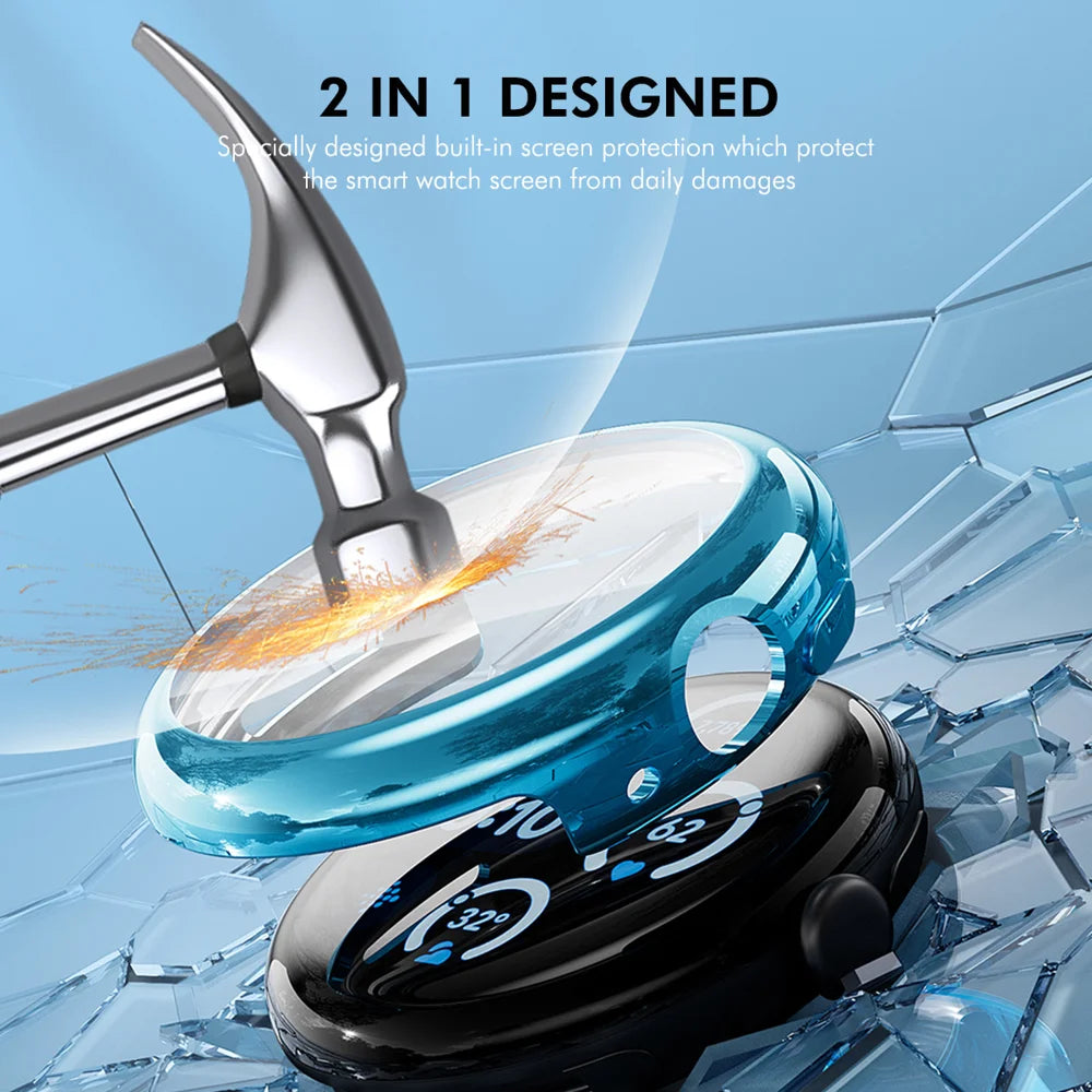 For Google Pixel Watch 3 45mm ENKAY Hat-Prince TPU Watch Case Electroplating Watch Cover with Screen Protector