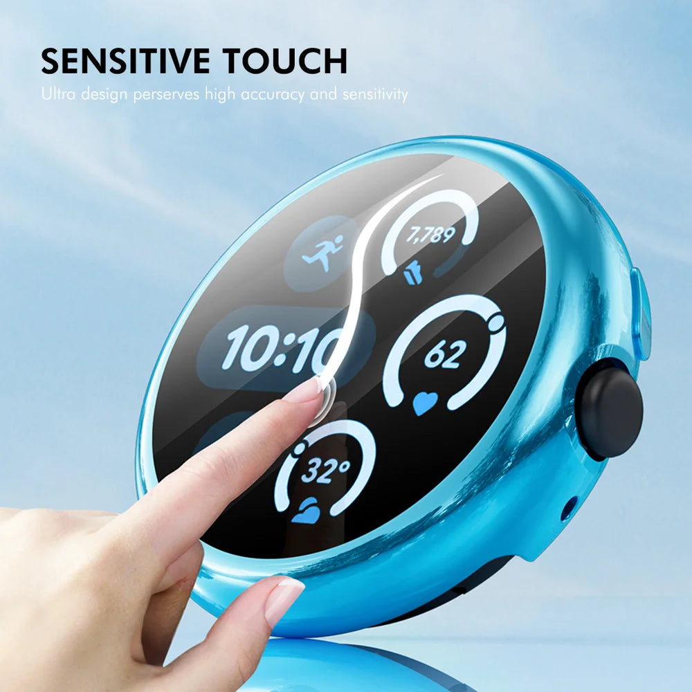 For Google Pixel Watch 3 45mm ENKAY Hat-Prince TPU Watch Case Electroplating Watch Cover with Screen Protector