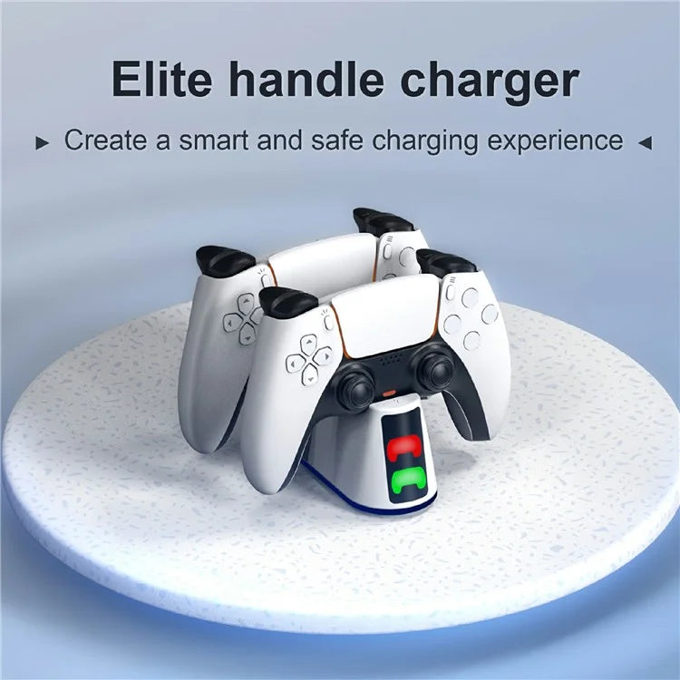 STARTRC GAMES Dual Charging Dock Charging Station for Sony PlayStation 5 / PS5 Slim Controller - White