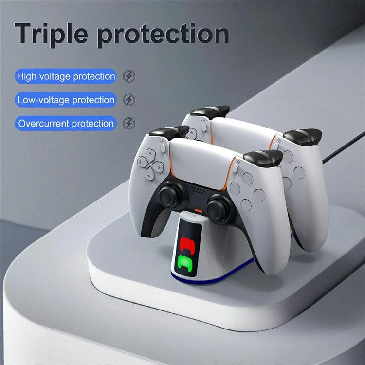 STARTRC GAMES Dual Charging Dock Charging Station for Sony PlayStation 5 / PS5 Slim Controller - White