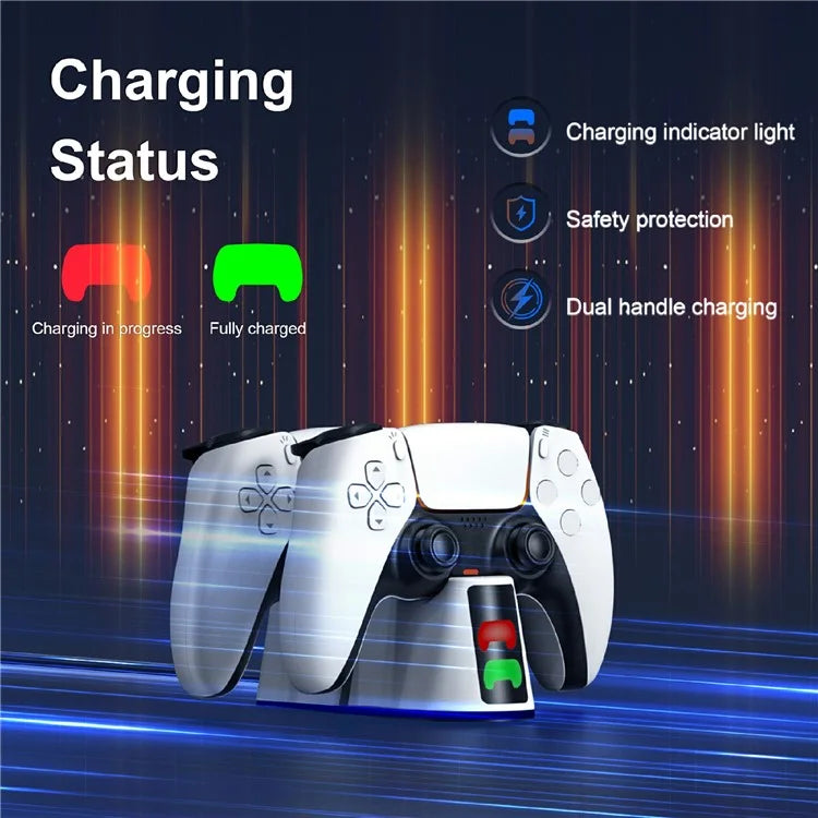 STARTRC GAMES Dual Charging Dock Charging Station for Sony PlayStation 5 / PS5 Slim Controller - White