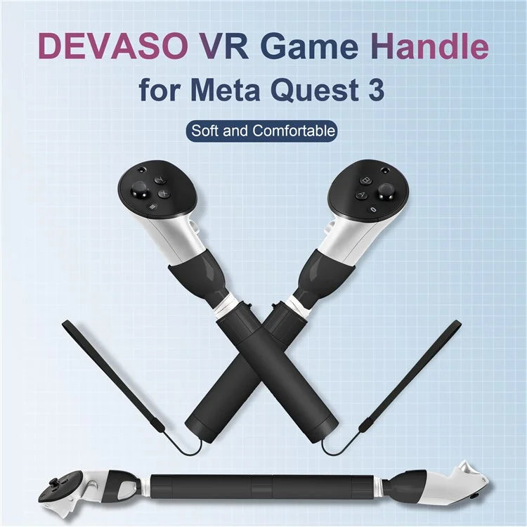 DEVASO Handle Extension Grip for Meta Quest 3 VR Headset Golf Game Handle Accessories