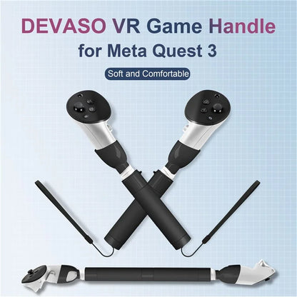 DEVASO Handle Extension Grip for Meta Quest 3 VR Headset Golf Game Handle Accessories