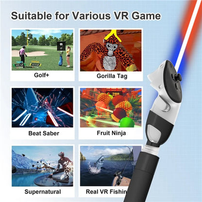 DEVASO Handle Extension Grip for Meta Quest 3 VR Headset Golf Game Handle Accessories
