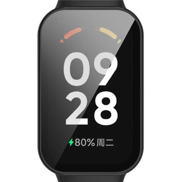 For Xiaomi Smart Band 8 Active / Redmi Smart Band 2 Watch Case PC Frame with Tempered Glass Screen Film
