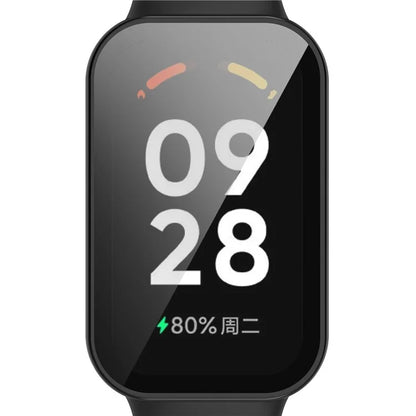 For Xiaomi Smart Band 8 Active / Redmi Smart Band 2 Watch Case PC Frame with Tempered Glass Screen Film
