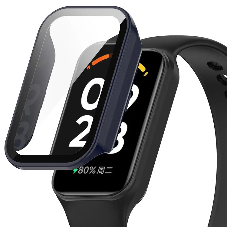 For Xiaomi Smart Band 8 Active / Redmi Smart Band 2 Watch Case PC Frame with Tempered Glass Screen Film