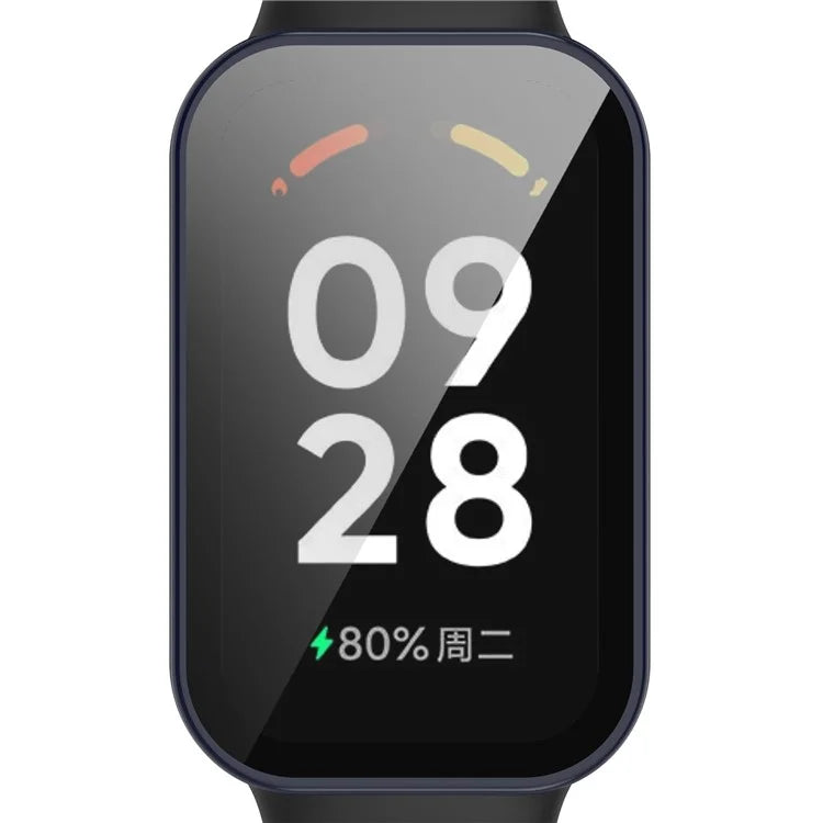 For Xiaomi Smart Band 8 Active / Redmi Smart Band 2 Watch Case PC Frame with Tempered Glass Screen Film