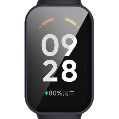 For Xiaomi Smart Band 8 Active / Redmi Smart Band 2 Watch Case PC Frame with Tempered Glass Screen Film