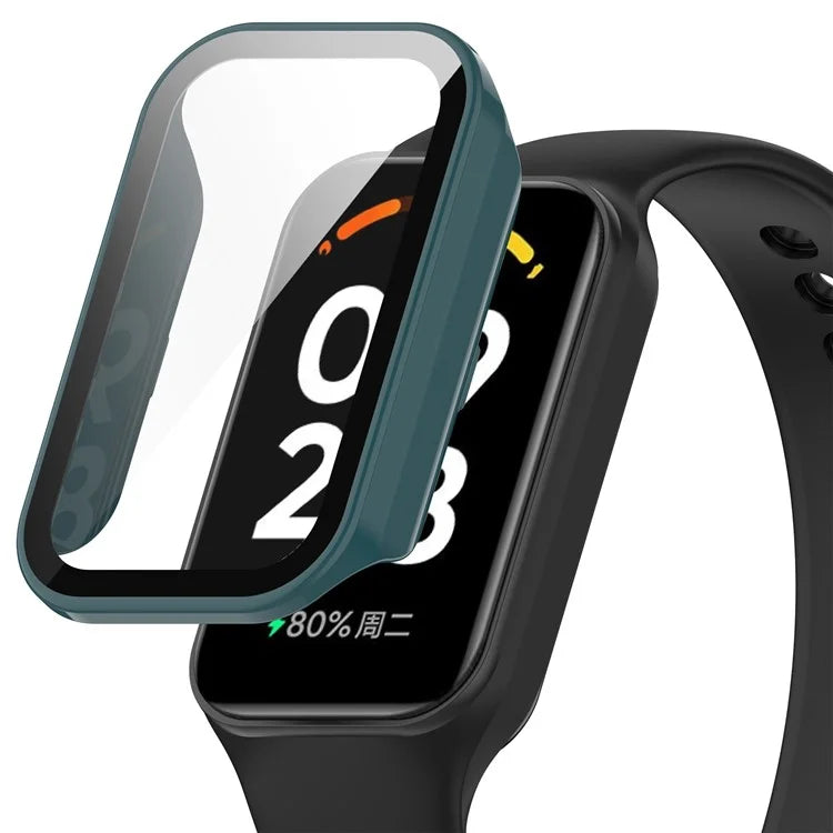 For Xiaomi Smart Band 8 Active / Redmi Smart Band 2 Watch Case PC Frame with Tempered Glass Screen Film