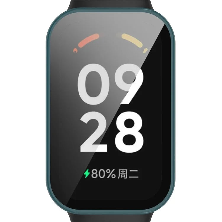 For Xiaomi Smart Band 8 Active / Redmi Smart Band 2 Watch Case PC Frame with Tempered Glass Screen Film