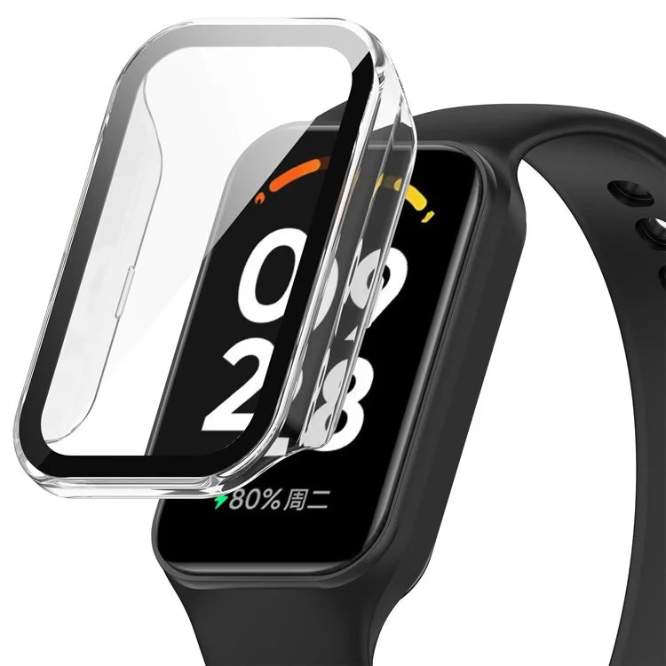 For Xiaomi Smart Band 8 Active / Redmi Smart Band 2 Watch Case PC Frame with Tempered Glass Screen Film