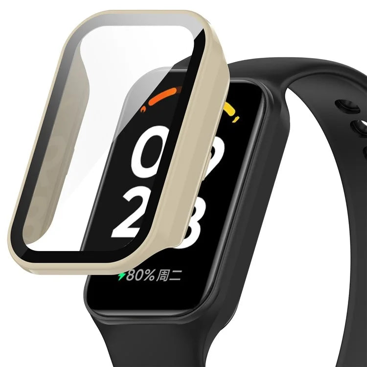 For Xiaomi Smart Band 8 Active / Redmi Smart Band 2 Watch Case PC Frame with Tempered Glass Screen Film