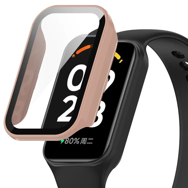 For Xiaomi Smart Band 8 Active / Redmi Smart Band 2 Watch Case PC Frame with Tempered Glass Screen Film