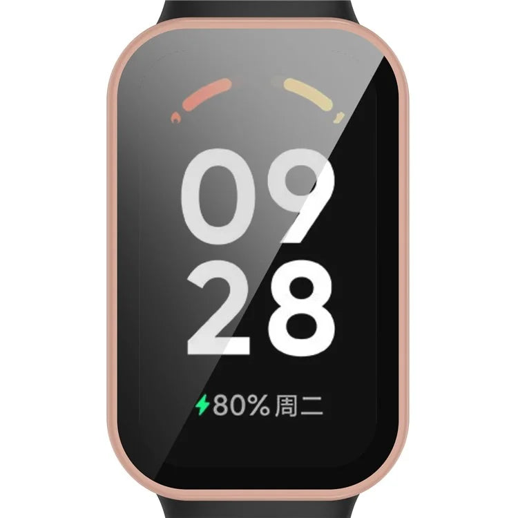 For Xiaomi Smart Band 8 Active / Redmi Smart Band 2 Watch Case PC Frame with Tempered Glass Screen Film